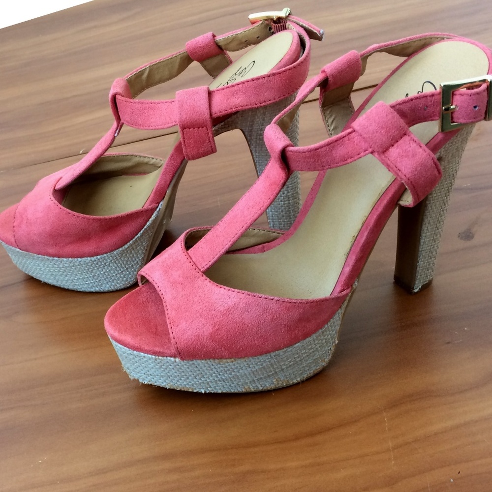 🍹City Stats Orange Suede Open Toe Heels - 9M (6")